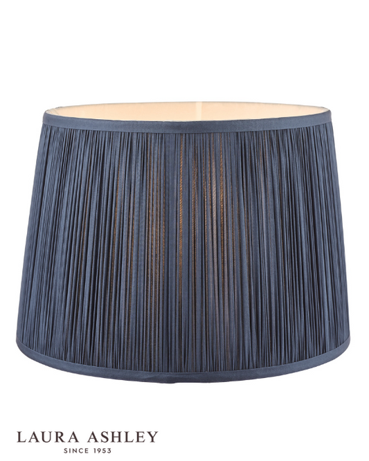 Laura Ashley Hemsley Pleated Silk Empire Midnight Blue 30cm/12 Inch Drum Shade