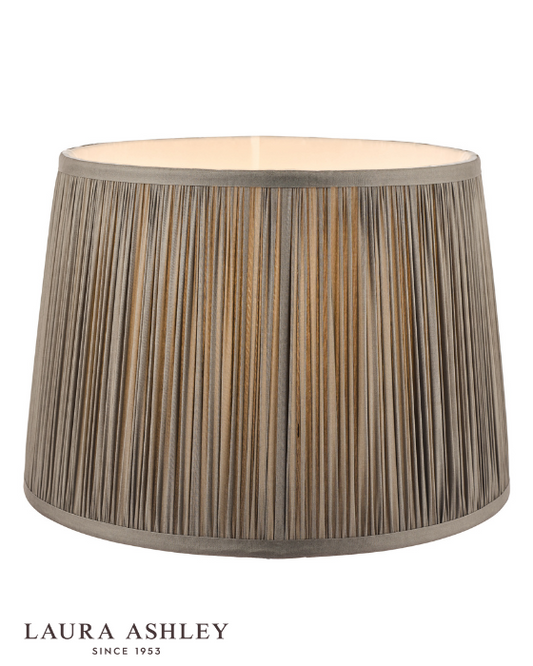 Laura Ashley Hemsley Pleated Silk Empire Grey 30cm/12 Inch Drum Shade