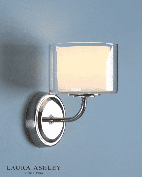 Laura Ashley Southwell Polished Nickel & Glass Shade Wall Light