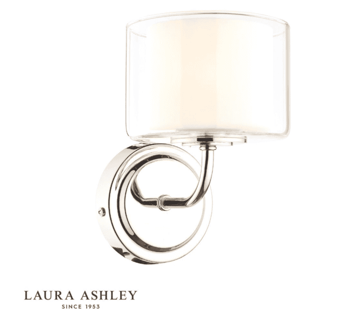 Laura Ashley Southwell Polished Nickel & Glass Shade Wall Light
