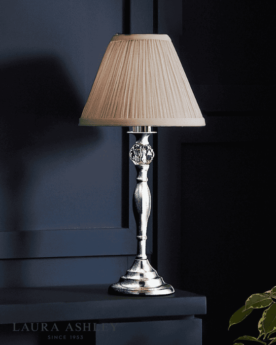 Laura Ashley Ellis Polished Chrome Table Lamp With Grey Shade