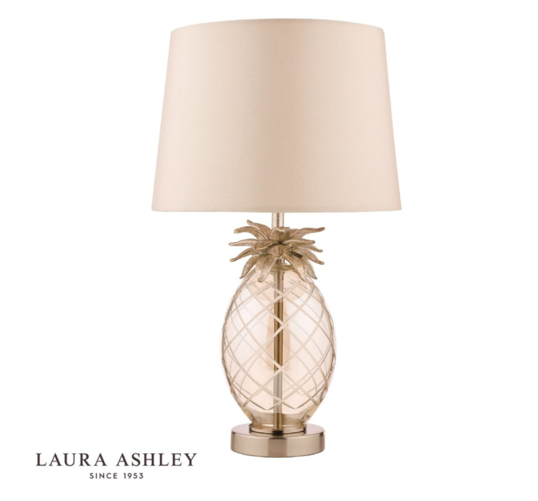 Laura Ashley Small Pineapple Table Lamp Champagne Cut Glass With Shade