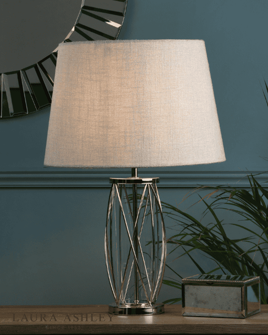 Laura Ashley Beckworth Small Polished Nickel & Glass Table Lamp Base Only