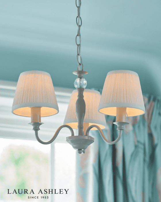 Laura Ashley Ellis 3 Light Ivory Pendant With Shades
