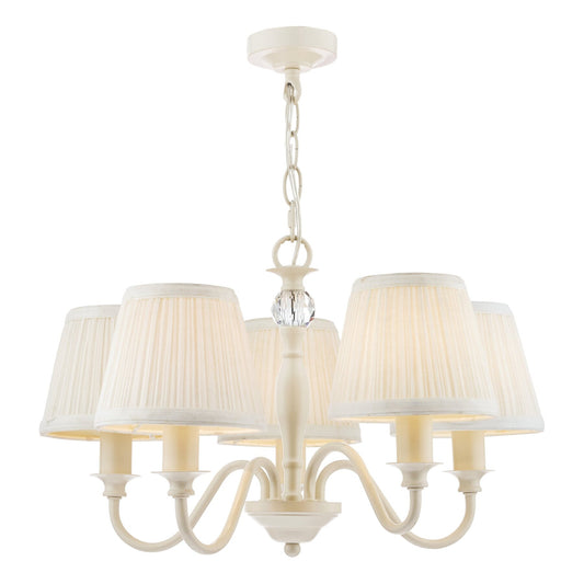 Laura Ashley Ellis 5 Light Ivory Pendant With Shades
