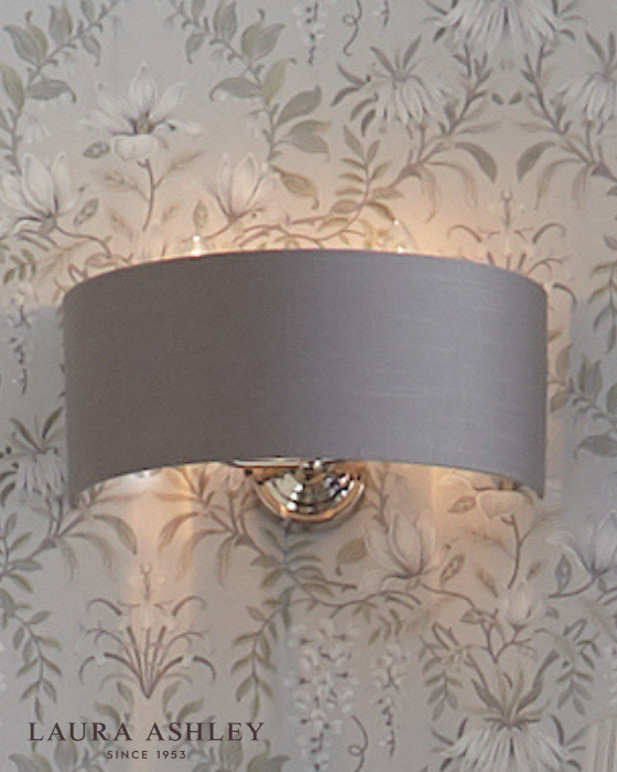 Laura Ashley Sorrento 2 Light Polished Nickel Wall Light With Charcoal Shade