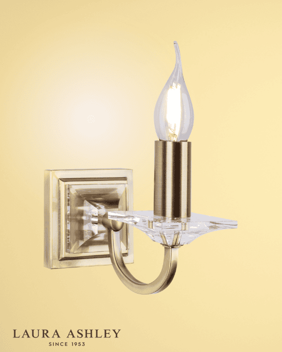 Laura Ashley Carson Antique Brass & Glass Wall Light