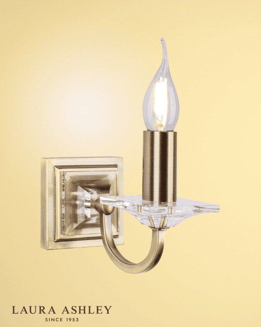 Laura Ashley Carson Antique Brass & Glass Wall Light