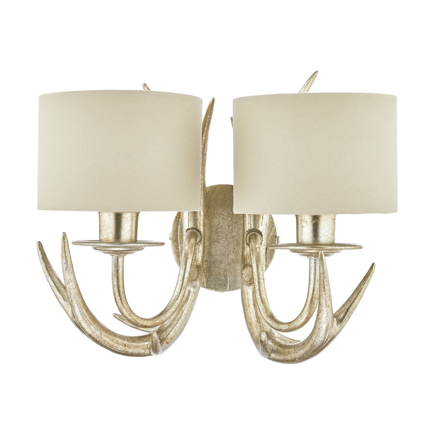 Laura Ashley Mulroy Antler 2 Light Champagne Wall Light With Shades
