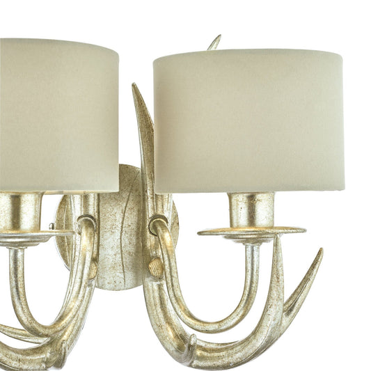 Laura Ashley Mulroy Antler 2 Light Champagne Wall Light With Shades