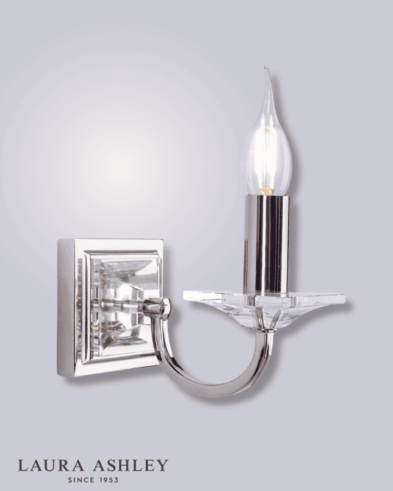Laura Ashley Carson Polished Nickel & Glass Wall Light