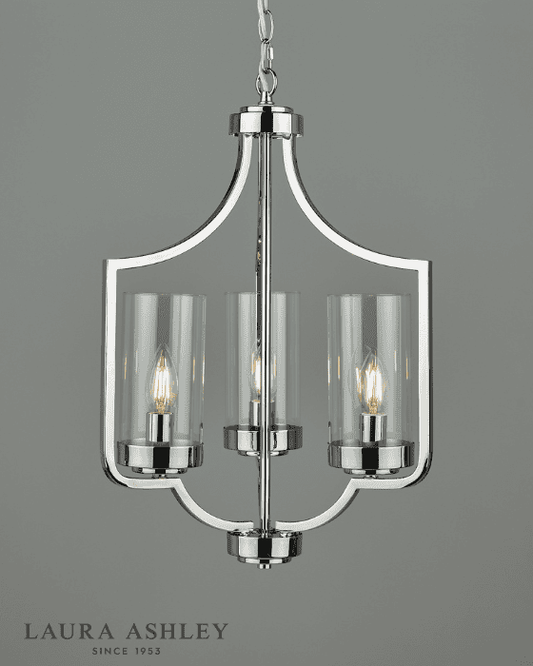 Laura Ashley Joseph 3 Light Polished Chrome & Glass Chandelier
