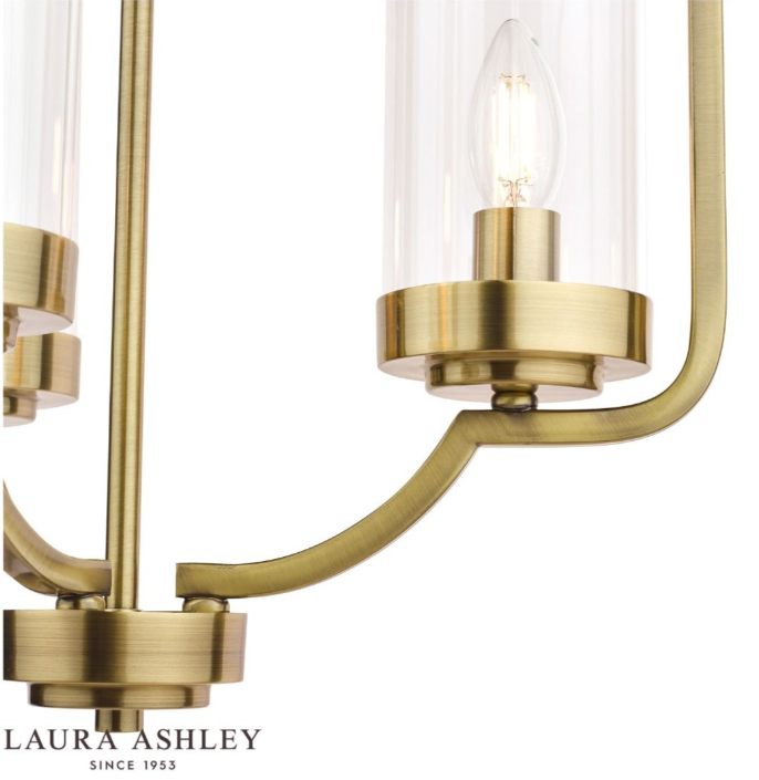 Laura Ashley Joseph 3lt Antique Brass & Glass Chandelier