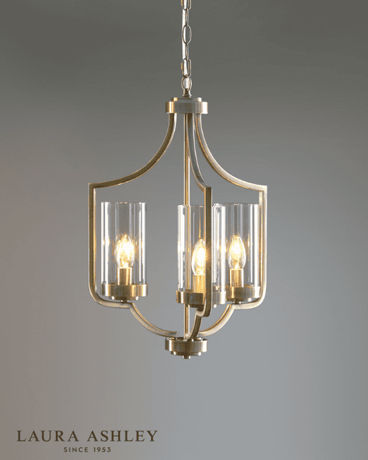 Laura Ashley Joseph 3lt Antique Brass & Glass Chandelier