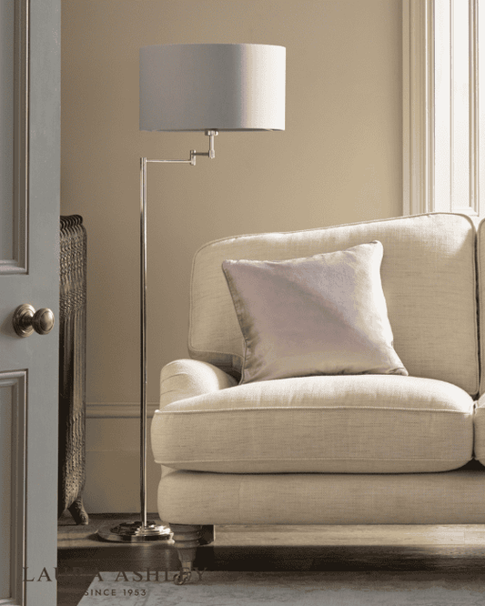 Laura Ashley Marlowe Swing Arm Floor Lamp Polished Nickel With Shade