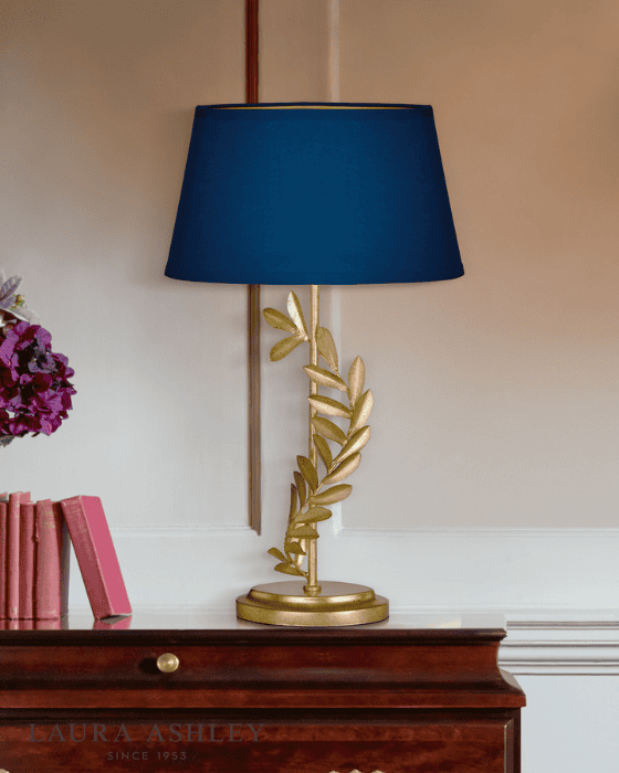 Laura Ashley Archer Gold Leaf Design Table Lamp With Shade