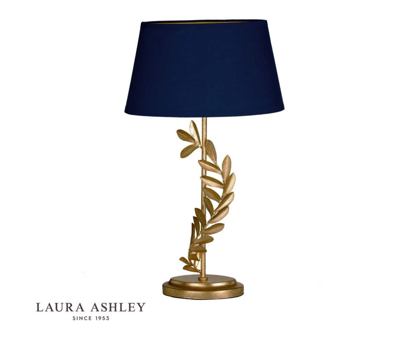 Laura Ashley Archer Gold Leaf Design Table Lamp With Shade