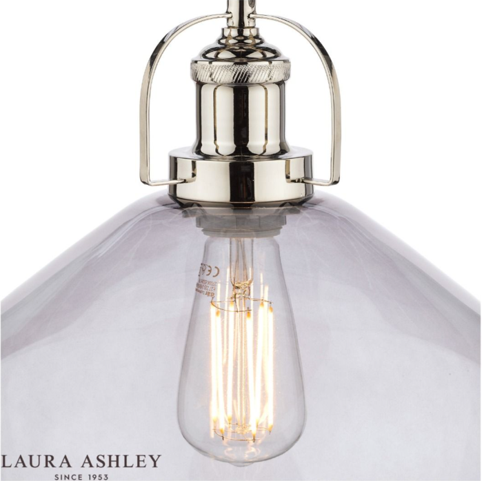 Laura Ashley Rye Polished Nickel & Smoked Glass Pendant