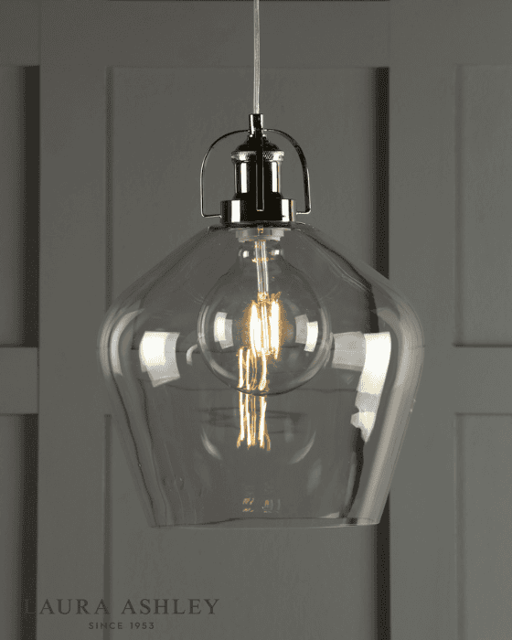 Laura Ashley Rye Polished Nickel & Clear Glass Pendant