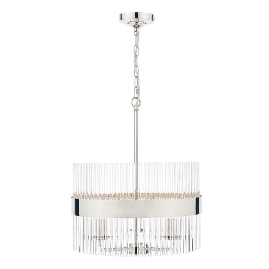 Laura Ashley Alexa 3 Light Polished Nickel & Glass Rod Pendant