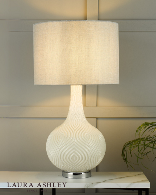 Laura Ashley Grace Patterned Glass Table Lamp with Shade
