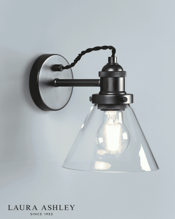 Laura Ashley Isaac Nickel & Glass Wall Light