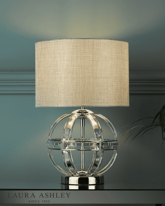 Laura Ashley Aidan Glass & Polished Chrome Globe Table Lamp with Shade