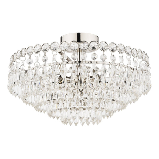 Laura Ashley Enid 5 Light Polished Nickel & Crystal Semi Flush