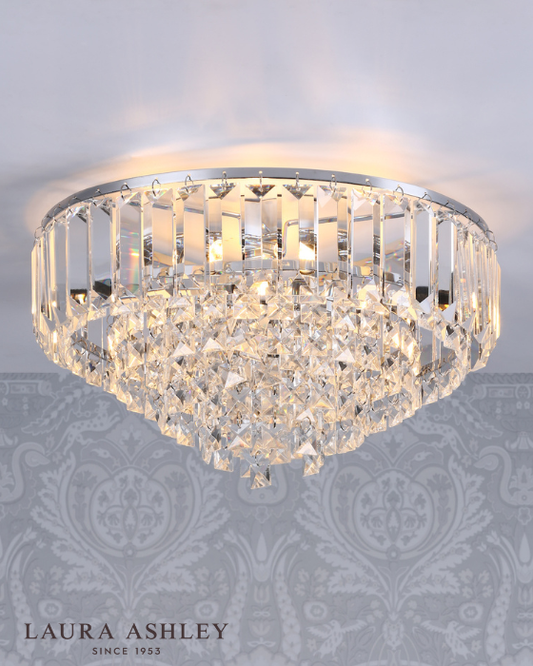 Laura Ashley Vienna 3 Light Crystal Polished & Chrome Flush