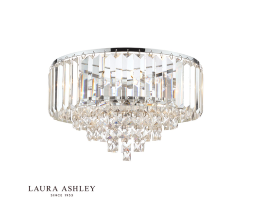 Laura Ashley Vienna 3 Light Crystal & Polished Chrome Flush