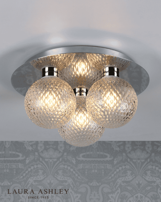 Laura Ashley Prague Bathroom IP44 3 Light Polished Chrome & Glass Flush