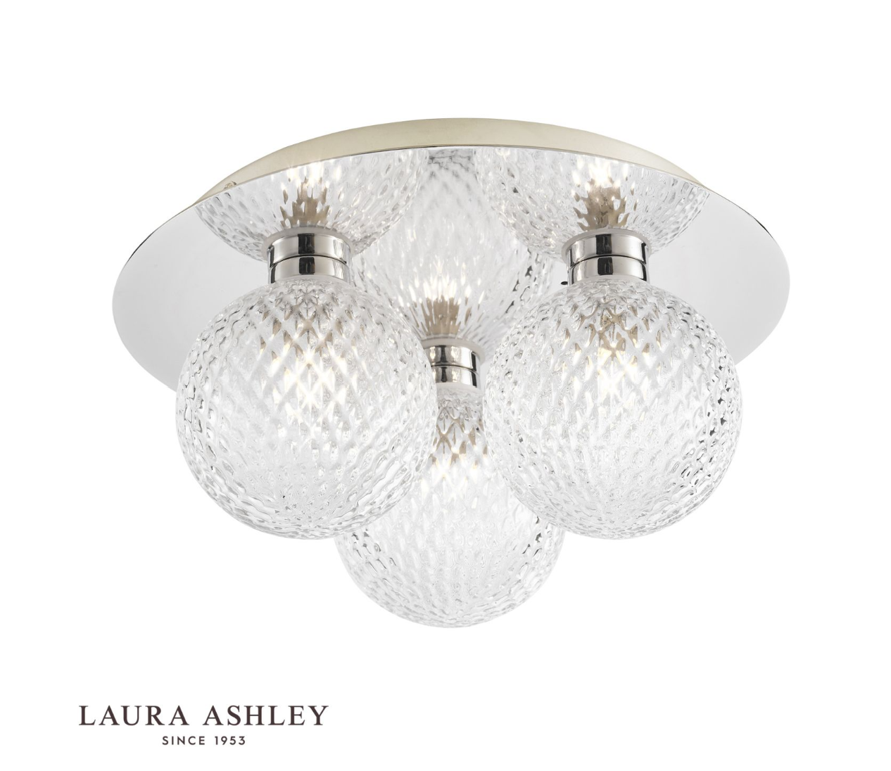 Laura Ashley Prague Bathroom IP44 3 Light Polished Chrome & Glass Flush