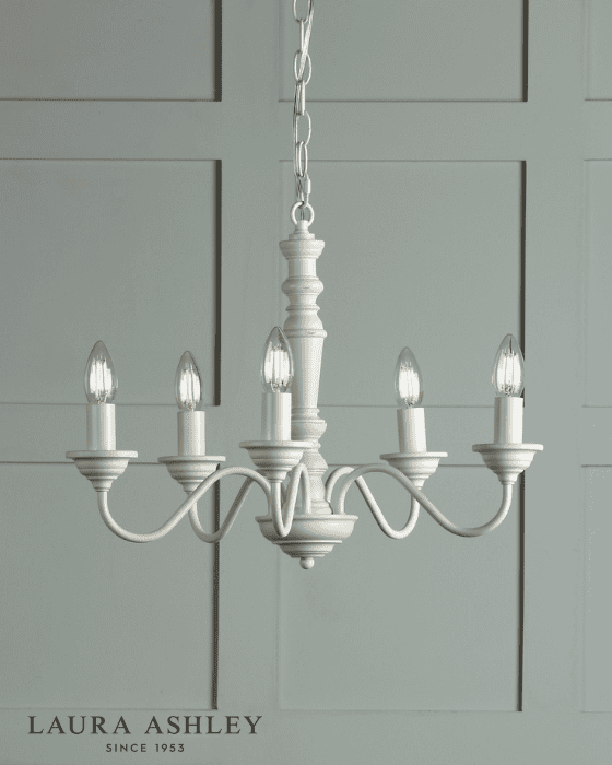 Laura Ashley Tate 5 Light Distressed Off White Pendant Fitting Only