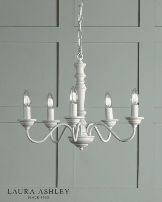 Laura Ashley Tate 5 Light Distressed Off White Pendant Fitting Only