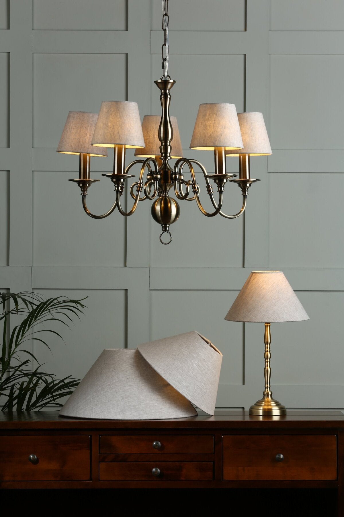 Laura Ashley Winchester 5 Light Antique Brass Pendant Fitting Only
