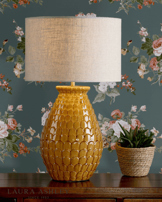 Laura Ashley Liza Ceramic Orange Table Lamp With Shade