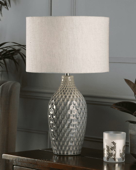 Laura Ashley Heathfield Gloss Grey Ceramic Table Lamp With Shade