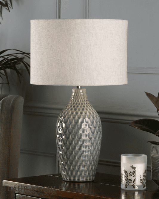 Laura Ashley Heathfield Gloss Grey Ceramic Table Lamp With Shade