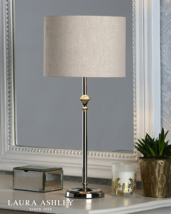 Laura Ashley Highgrove Polished Nickel Table Lamp With Grey Shade