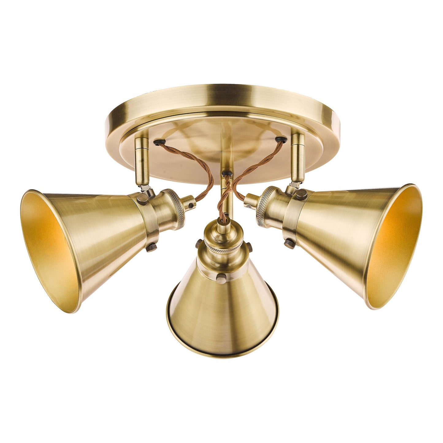 Laura Ashley Rufus 3 Light Antique Brass Plate Spotlight