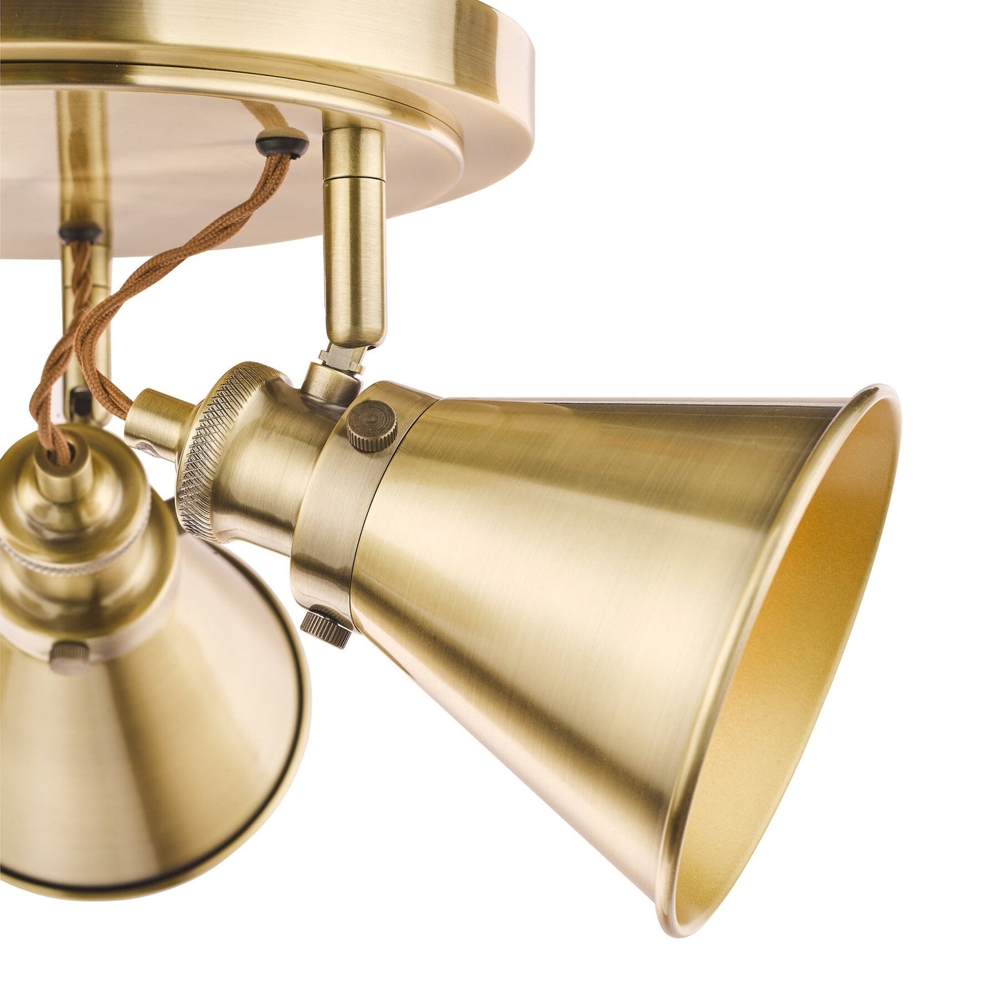 Laura Ashley Rufus 3 Light Antique Brass Plate Spotlight