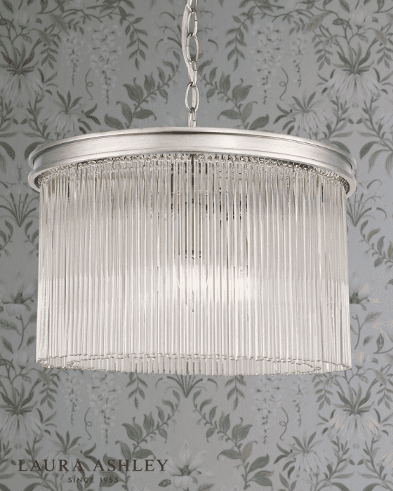Laura Ashley Manon 3 Light Champagne Clear Glass Pendant