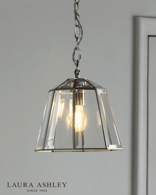 Laura Ashley Clayton Polished Silver & Glass Pendant
