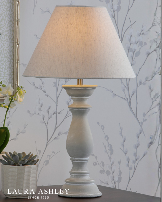 Laura Ashley Chedworth Concrete & Polished Nickel Table Lamp With Shade