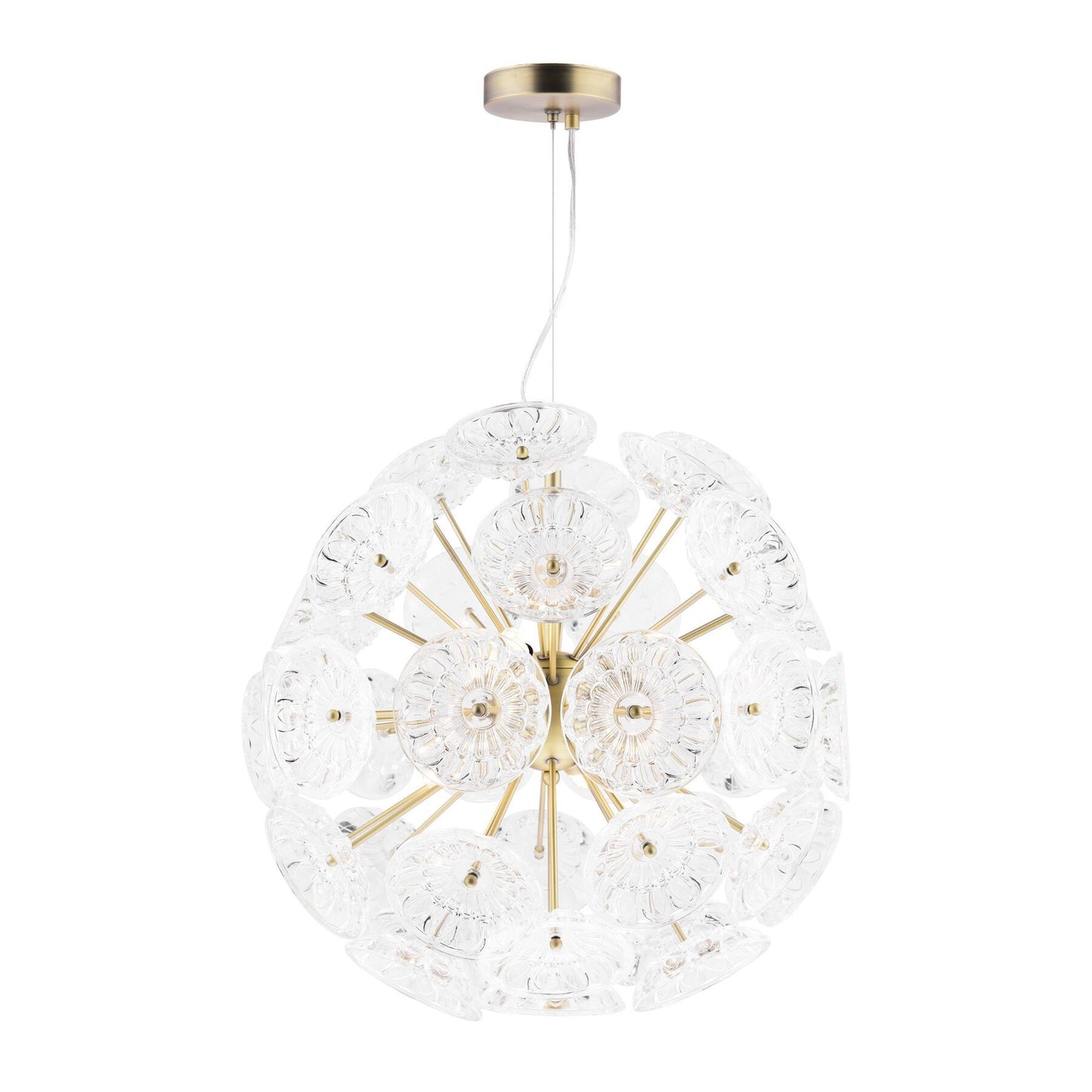 Laura Ashley Elwick 6 Light Textured Glass & Antique Brass Pendant