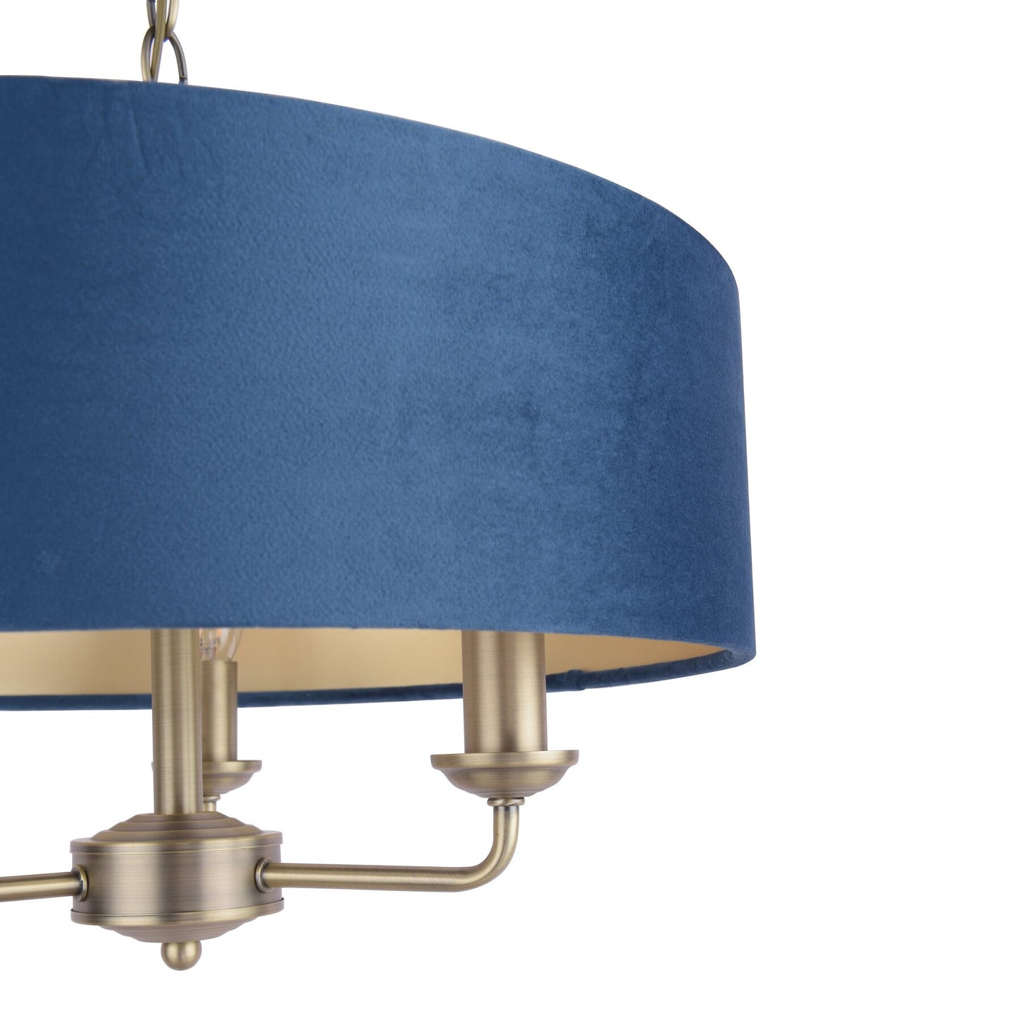 Laura Ashley Sorrento 3 Light Matt Antique Brass Pendant with Blue Shade
