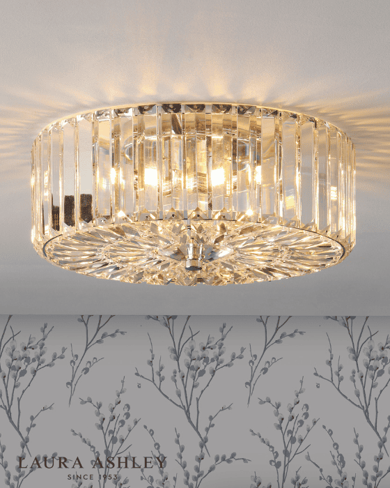 Laura Ashley Fernhurst 3 Light Crystal & Polished Chrome Flush