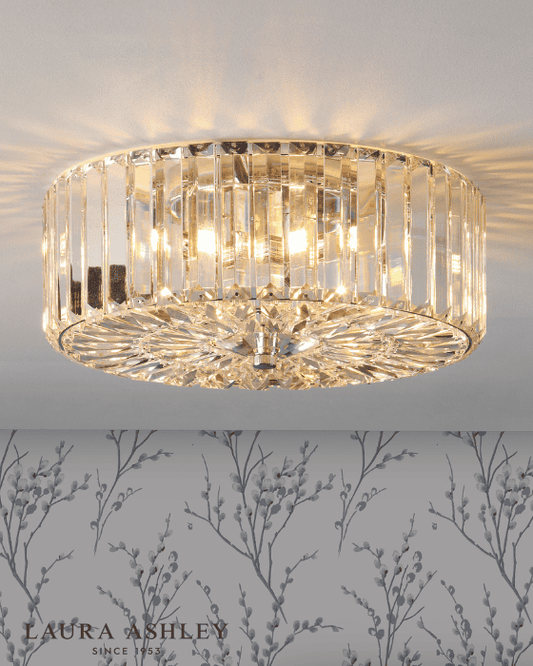 Laura Ashley Fernhurst 3 Light Crystal & Polished Chrome Flush