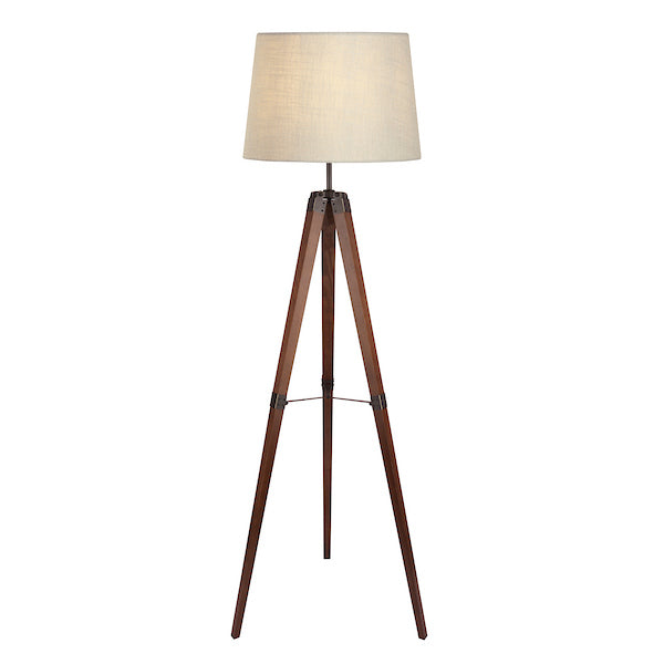 Laura Ashley Burdale Tripod Dark Wood & Industrial Brass Floor Lamp (Base Only)