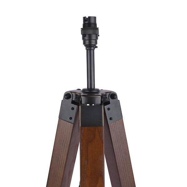 Laura Ashley Burdale Tripod Dark Wood & Industrial Brass Floor Lamp (Base Only)